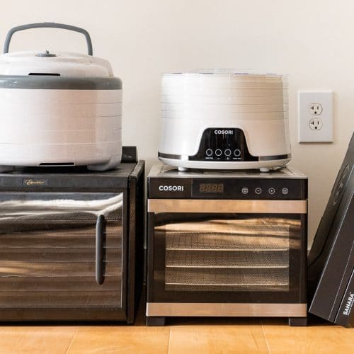 Five dehydrators arranged to show varying sizes