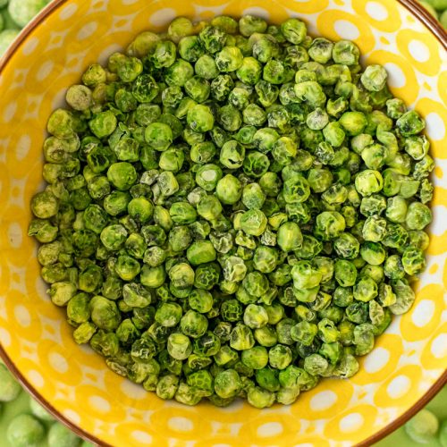 Dehydrated peas in a yellow bowl