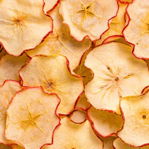 A pile of dried apple chips.