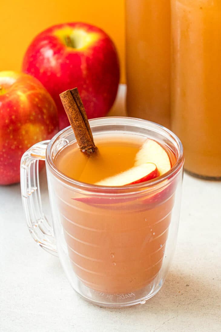 Homemade apple cider in a mug.