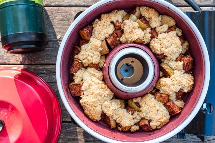 Apple cobbler in an omnia oven